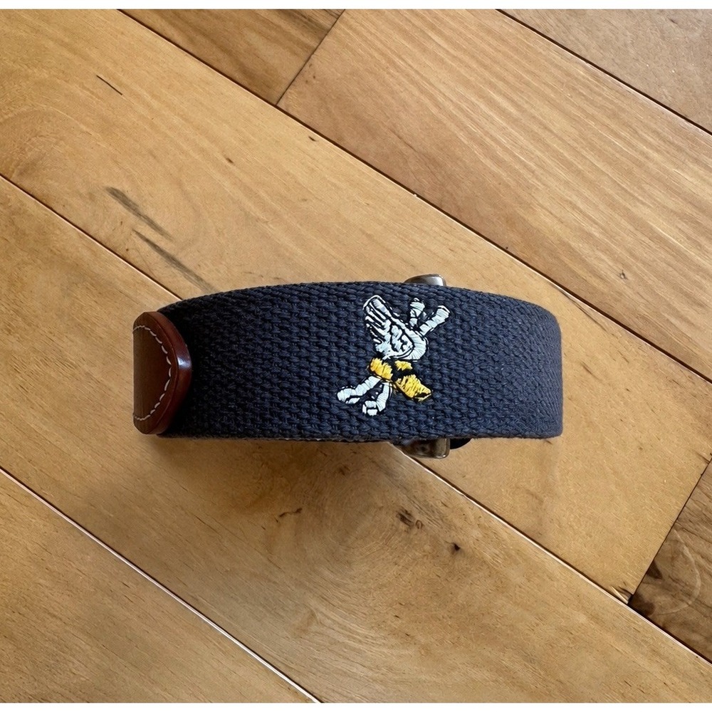 Peter Millar Belt 40" - Winged Foot Logo Golf Course Needlepoint Leather Vintage